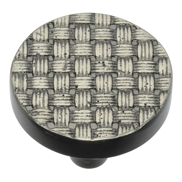 C3675 32-AN • 32 x 26mm • Aged Nickel • Heritage Brass Round Weave Cabinet Knob